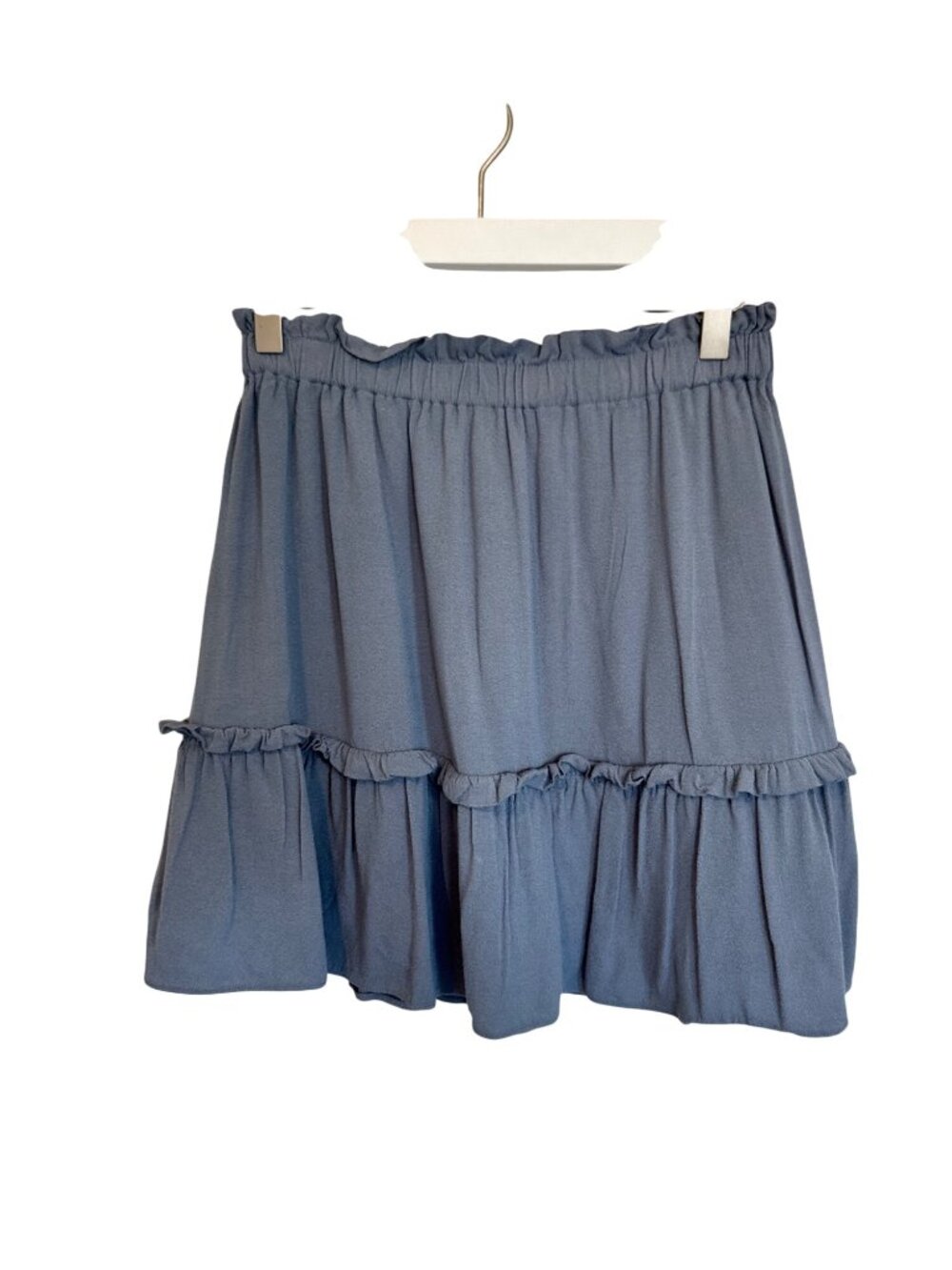 Sunday Best Blue Ruffle Tiered Mini Skirt Elastic Waist Lined Coquette Sz Small
